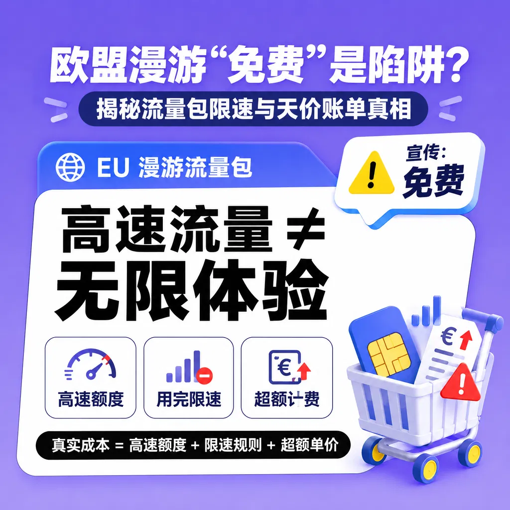 欧盟漫游“免费”是陷阱？揭秘中国移动流量包限速与天价账单真相